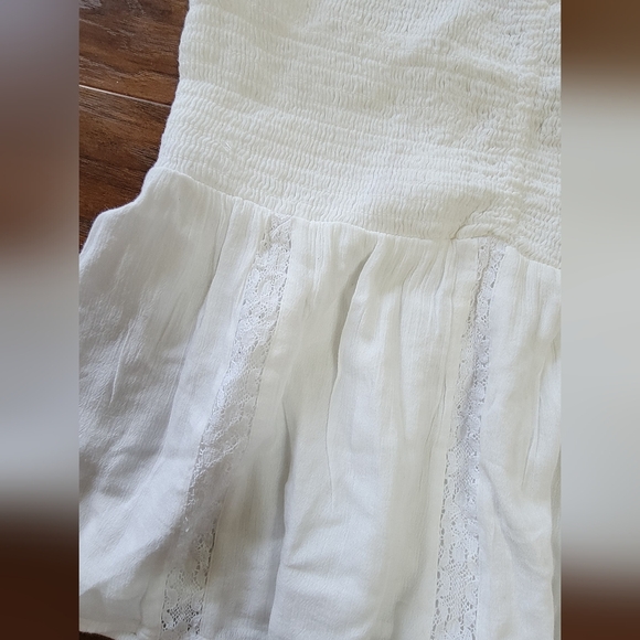 American Eagle Strapless White Lace Cropped Boho Bohemian Hippie Size Medium Top - Picture 6 of 8